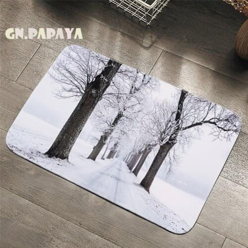 Forest after snow Carpets Scenic Bathroom Floor Mats white Toilet Rugs Kitchen Area Rug Pads Absorbent Front Door Mat new