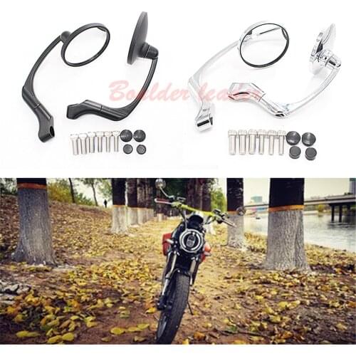 2019 Motorcycle Black / Chrome Retro Round Rearview Side Mirrors For Moto Guzzi V85 CONCEPT V9 Bobber/Roamer V7 MGX-21