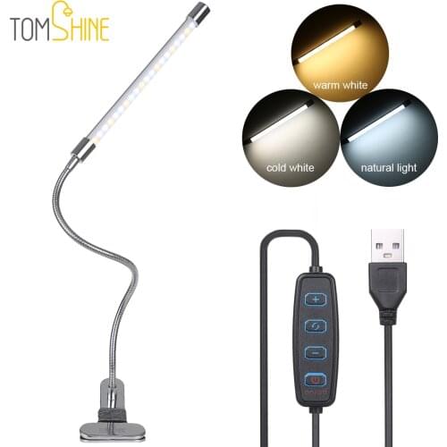 Long Arm Table Lamp 20Led Flexible Gooseneck Dimming Desk Lamp Clip On led desk lamp For Reading Bedroom Led Light 3 Color Modes
