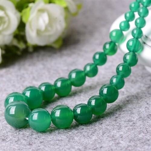 Natural Green Chalcedony Necklace Round Beads Tower Necklace Gift for Fashion Women Jades Stone Jewelry