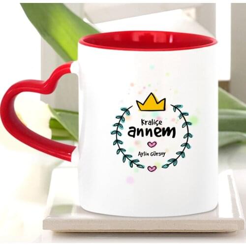 Personalized Queen Mom Red Heart Mug Cup-1