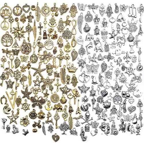 Mixed 50pcs Animal Butterfly Leaf Birds Charms Pendant Neacklace DIY Bracelet Earrings Handmade Jewelry Making