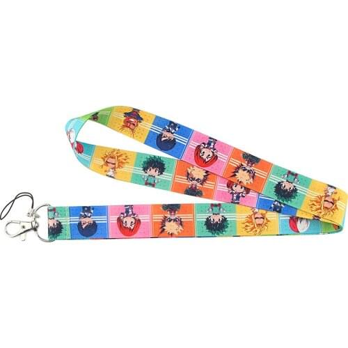 Ransitute R1260 My Hero School Anime Character Lanyards ID Badge Holder Mobile Phone Straps Badge Key Holder Keychain