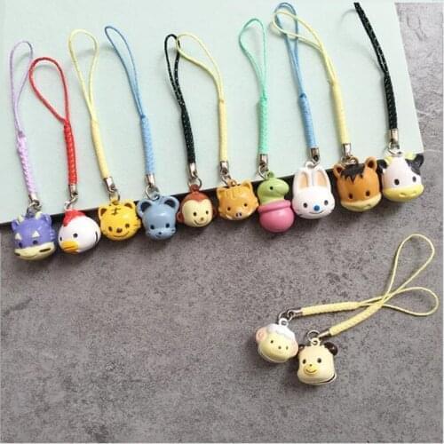 Wholesales 30 Pieces/lot High Quality Cartoon Animal Series Bell Phone Strap Lovely Bear Bunny Phone Strap Lanyard