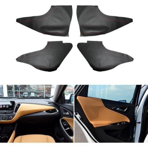 Car-styling Door Armrest Panels / Center Control Dashboard Panel Leather Cover Trim For Chevrolet Malibu XL 2016 2017 2018