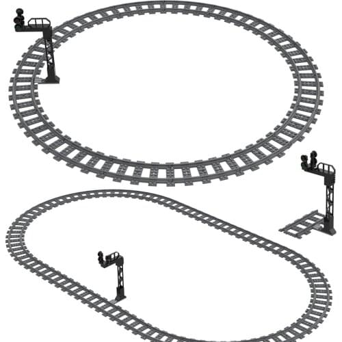 [MOC Hub] Track Train Building Blocks Compatible Major Brand Kids Toys 53400 53401 Early Learning Education Gifts