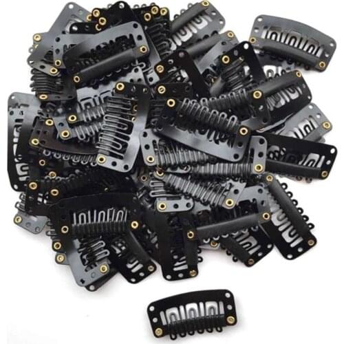 40PCS U Shape Iron Snap Clips For Feather Hair Extensions Wigs Weft Black Ring Buckle Women Accessories Hairpin U Shape Iron