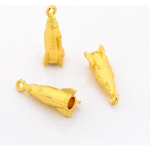 High Quality 10pcs 25x7mm Gold Color Plated Rocket Charm Pendant DIY Handmade Necklace Keychain Jewelry Accessories