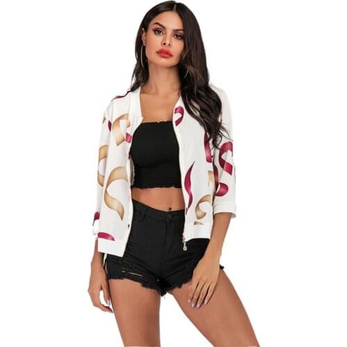 Loose-print Jacket Chiffon Korean Coats Women Fall 2020 Women Clothing