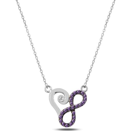 Womens Purple Cubic Zirconia Infinity Heart Crispy Necklace Product Infinite Love Themed Design Necklace Seevgiler Day Christmas Gift Jewelry