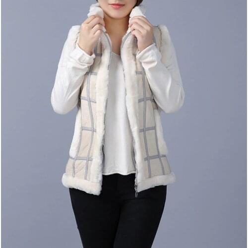 2020 Womens New Sheepskin Stitching Fur Vest Fashion Stitching Thick Warm Stand Collar Vest