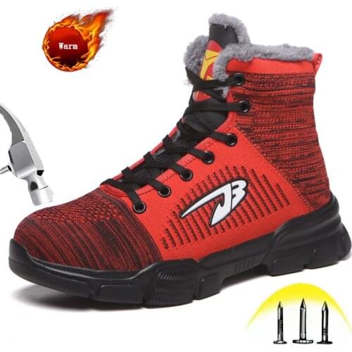 Winter Warm Work Boots with Steel toe for Men Women Indestructible Outdoor Casual Work Safety Shoes High top Protection Footwear