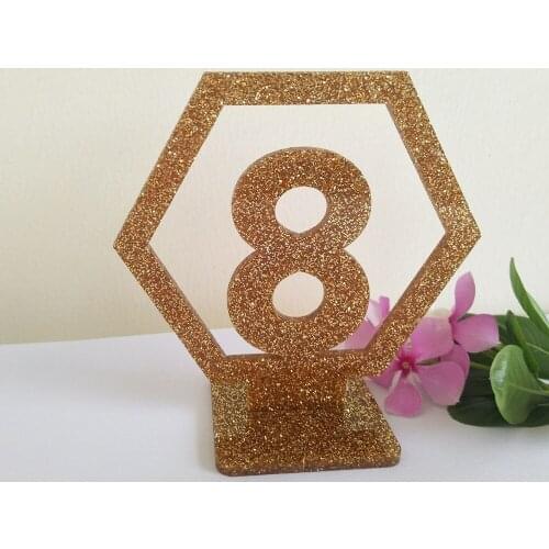 Gold glitter Acrylic Table Number Holder ,Wedding Acrylic Table Numbers with Holder Base Party Card Table Holder