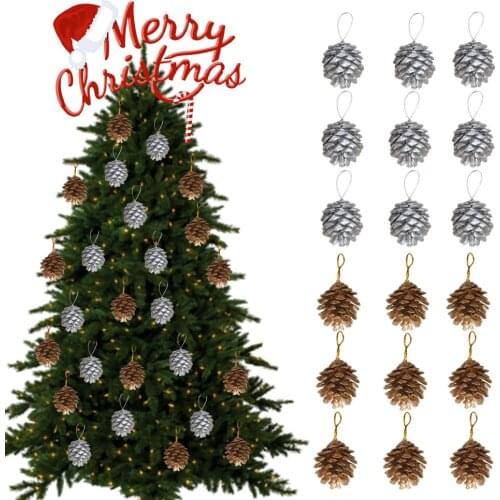 Gold/silver Christmas Pine Cone Bauble Xmas Tree Party Hanging Decoration Christmas Ornament Christmas Decor 2