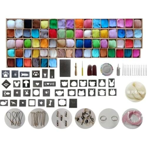 10/20/30/50/70 Wool Felt Roving Wool Felting Tool Kit Fiber Material with Felt Needle Set Weaving Needlework Spinning Craft Kits