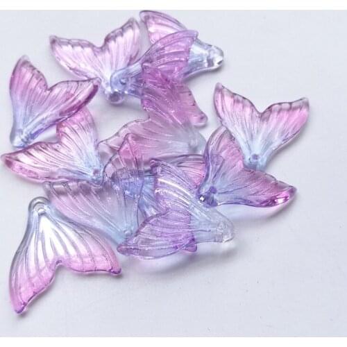 10 Pieces/lot 19x17mm Gradient Blue Purple Color Fishtail Glass Beads DIY Hair Jewelry Pendant Making