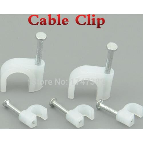 100pcs 6mm Round Steel Nail Cable Wire Wall Hanging Screw Clips Cable Clip For RG59 RG6 White High Quality Low Price Favorable