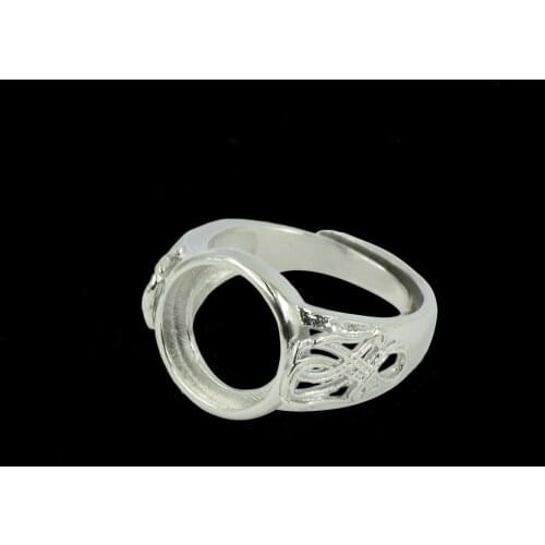 Flower Design 12mm Round Bezel Adjustable Ring Blank Bases Setting DIY Jewelry Making Findings Crafts