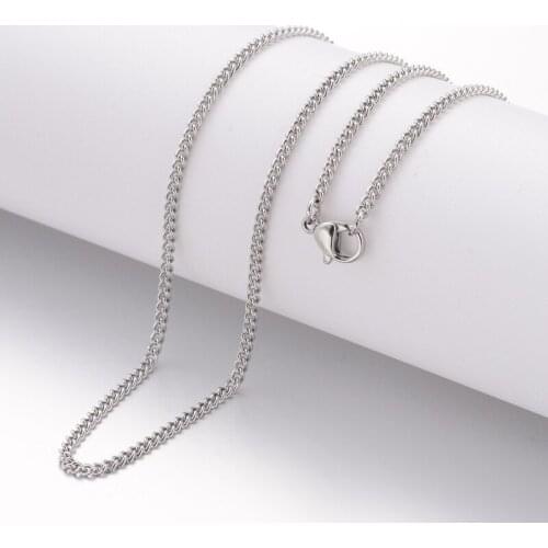 20pcs 304 Stainless Steel Necklace Making Curb Chain Cable Chain Popcorn Chain with Lobster Clasps for Jewelry Making
