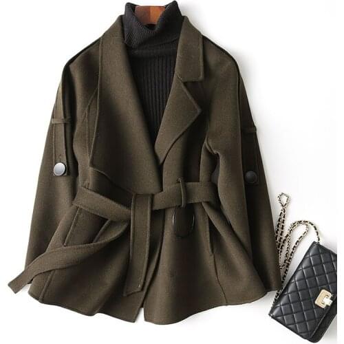 2020 Casual Wool Coat Female Autumn Winter Double-sided Woolen Coat Women Short Outerwear casaco feminino 37149 WYQ1165