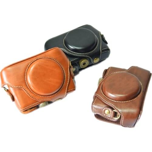 2021 PU Leather Case Cover for Sony RX100 RX100II RX100 M3 RX100III M4 M5 M6 with Screw Butto Strap Shoulder Bag