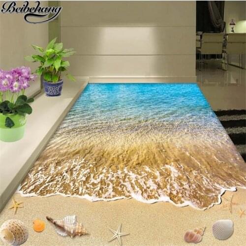 Beibehang Custom floor decoration draw 3d three-dimensional summer beach floor draw 3d wallpaper papel de parede 3d flooring