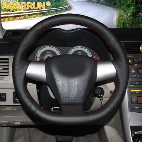 AOSRRUN Genuine Leather Steering Wheel Cover Case for Toyota COROLLA 2011 RAV4 2012 Car-styling