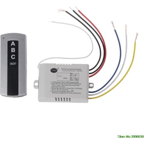 Wireless 3 Channel ON/OFF Lamp Remote Control Switch Receiver Transmitter