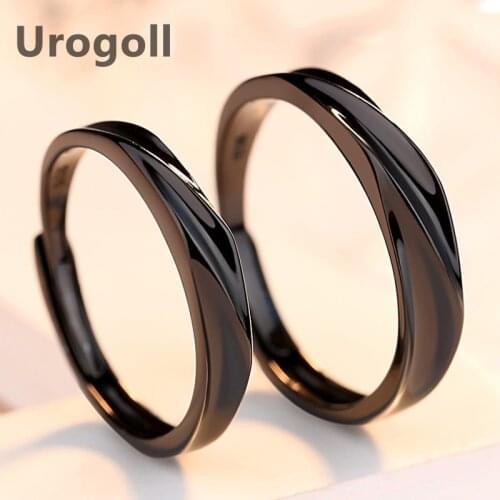Noble Rings Real 925 Sterling Silver Rings Black Sterling Silver Ring Couple Jewelry Engraved Ring For Lover Gift
