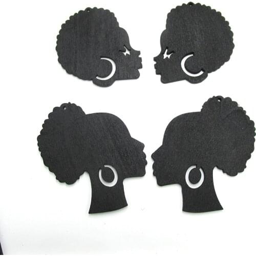 Black Afro Hair Wood Earrings For Women