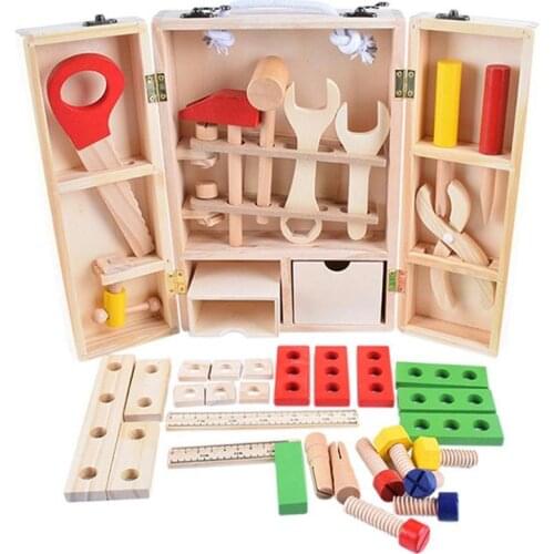 Baby Toys Kids Wooden Multifunctional Tool Set Maintenance Box Wooden Toy Baby Nut Combination Chirstmas/Birthday Gift