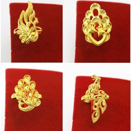 Dubai Style New 24K Gold Opening Rings for Women Wedding Jewelry Statement Adjustable Retro Ring Anillos Anelli Never Fade