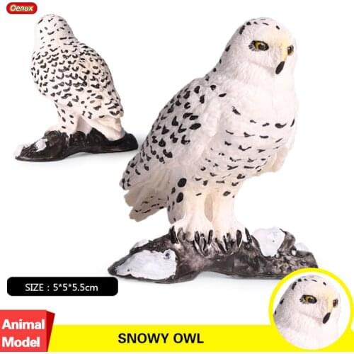 Oenux New Design Bird Animal Model Snowy Owl Figurines Bird Action Figure Toy Static Birds Model Collection Toy For Kids Gift