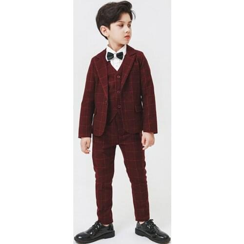 Formal Boys Formal Jacket Vest Pants 3PCS Wedding Suit Children Party Clothes Kids School Costume Gentlemen Teenager Tuxedos Set