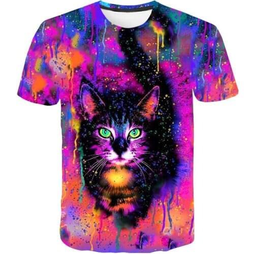 Boys animal cartoon Printed T-shirt kids cat short sleeve summer tops children clothes boys running t-shirt for girls baby tee