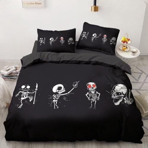 Classic 3D Skull Duvet Cover Set Bedding Sets Quilt Covers and Pillow cases Full Twin Single Double Size Home Textile