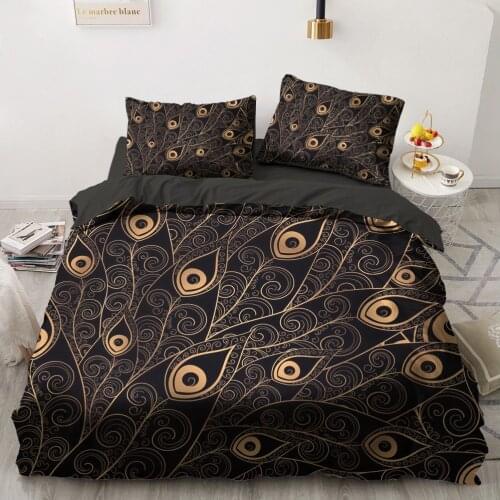 Bohemia 3D Duvet Quilt Cover Set Black Gold Bedding Sets Luxury Comforter Design Printed Bed Linen Pillowcase King Queen De Home