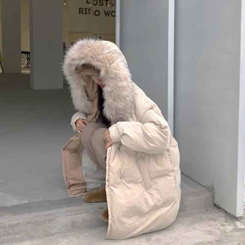 Korean Cotton Padded Parkas Winter Thick Warm Women Jackets Outerwear Loose Long Coats Female Fur Collar Hooded Overcoat Student