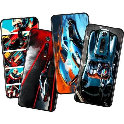 Cool Cartoon Racing car Silicone Cover For Xiaomi Redmi K40 Gaming K30i K30T K30S K30 Ultra K20 10X Pro Black Phone Case