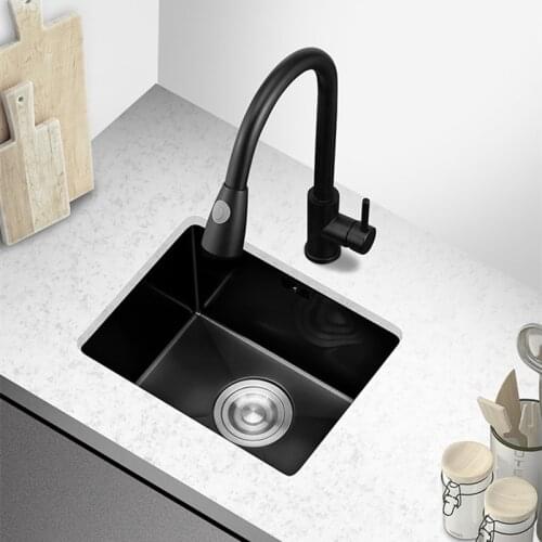 Black Kitchen Sink 304 Stainless Steel Single Bowel Kitchen Sinks Vegetable Washing Basin Black Nano Sink Udermount AT890