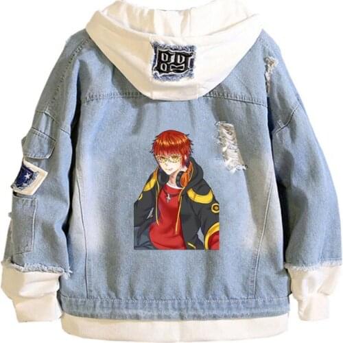 Game Mystic Messenger Coat Teens cowboy Cosplay Jacket Men Women Casual Denim Hooded Loose coat Cartoon Hooded