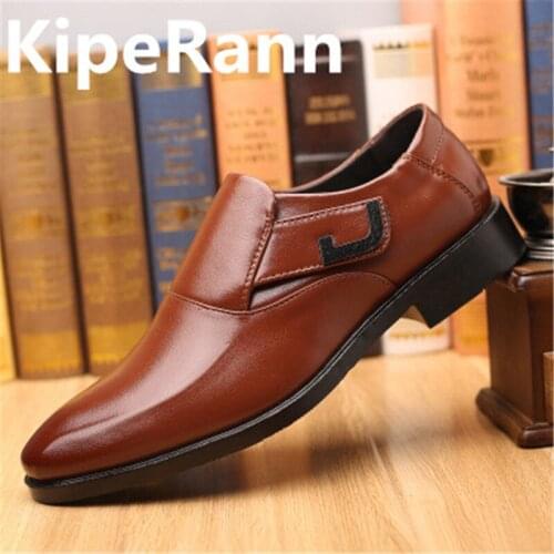 2018 Leather Casual Men Shoes Fashion Men Flats Round Toe Comfortable Office Men Dress Shoes Plus Size 38-48 Dance shoes