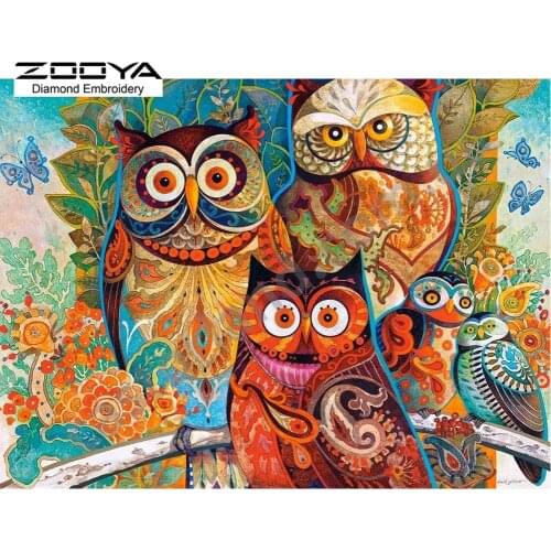 Needlwork Diamond Embroidery Diy Diamond Painting Cross Stitch Color Owl Crystal Full Diamond Sets Unfinish Decorative BJ387