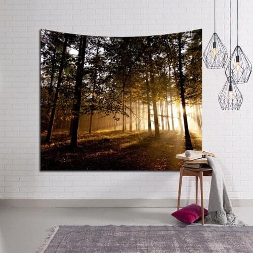 Starry Sky Forest Printed Hanging Wall Tapestry Hippie Retro Home Decor Yoga Beach Mat 200cmx150cm
