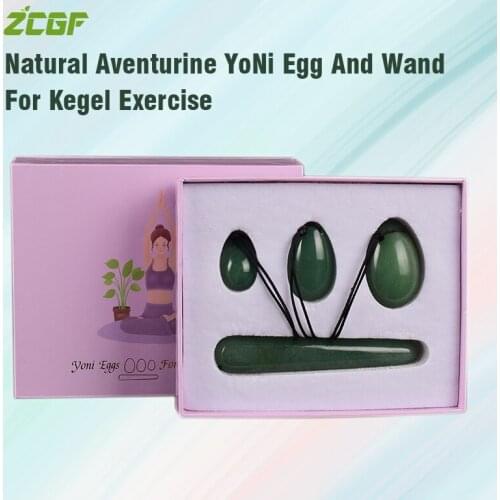 Natural Aventurine Yoni Egg Set Vaginal Tightening Kegel Exercise Egg Drilled Natural Jade Feminine Hygiene Care Massage Ball