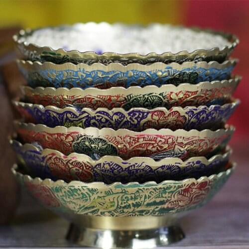 Nepalese Buddhism Supplies for Fruit Plate Pure Copper Water Supply Bowl Household Consecration Exquisite Plate Decoration