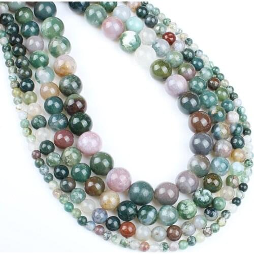 Natural Agate India Loose Beads Semi-precious Stones Round Beads For Jewelry Making Necklace Bracelet Women Accessories 4-10mm