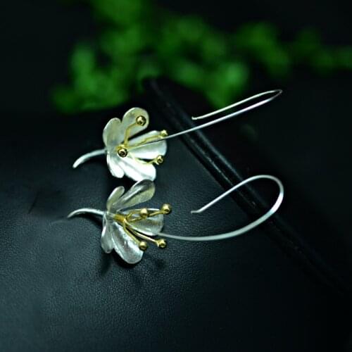 Latest New Style Fashion 925 Sterling Silver Flower Drop Earrings Jewelry Pendientes Brincos Fashion Jewelry