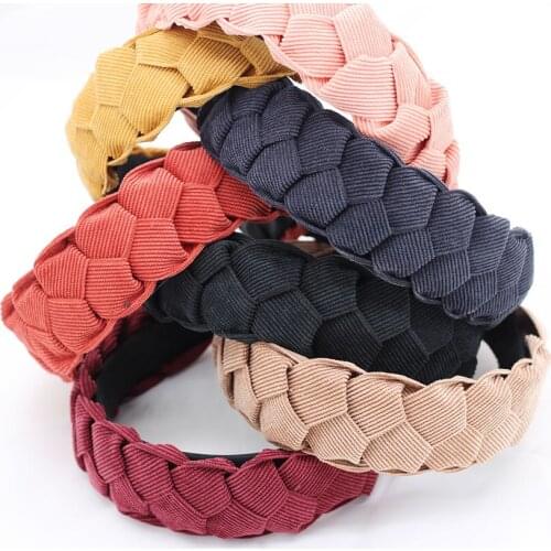New Bezel Headband Twist Braid Womens Hair Hoop Gold Velvet Cloth Thickening Winter Twist weaving ladys headwear red girlsHot