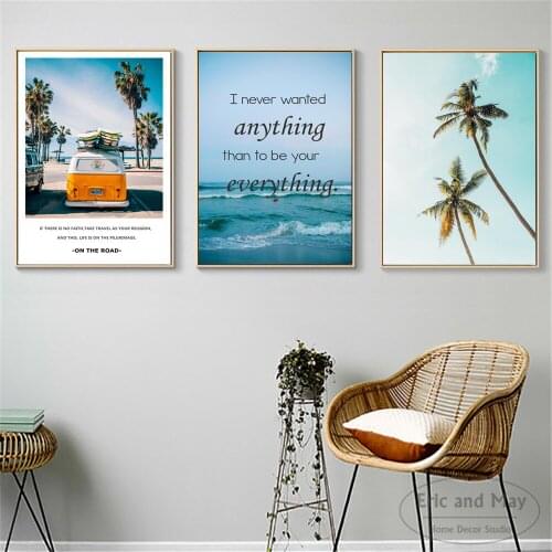 Travel On the Beach Landscape Art Wall Pictures Posters Prints Canvas Art Unframed Paintings Decoration Modern Home Decor Cuadro